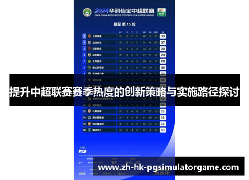 提升中超联赛赛季热度的创新策略与实施路径探讨