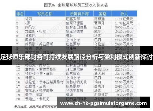 足球俱乐部财务可持续发展路径分析与盈利模式创新探讨